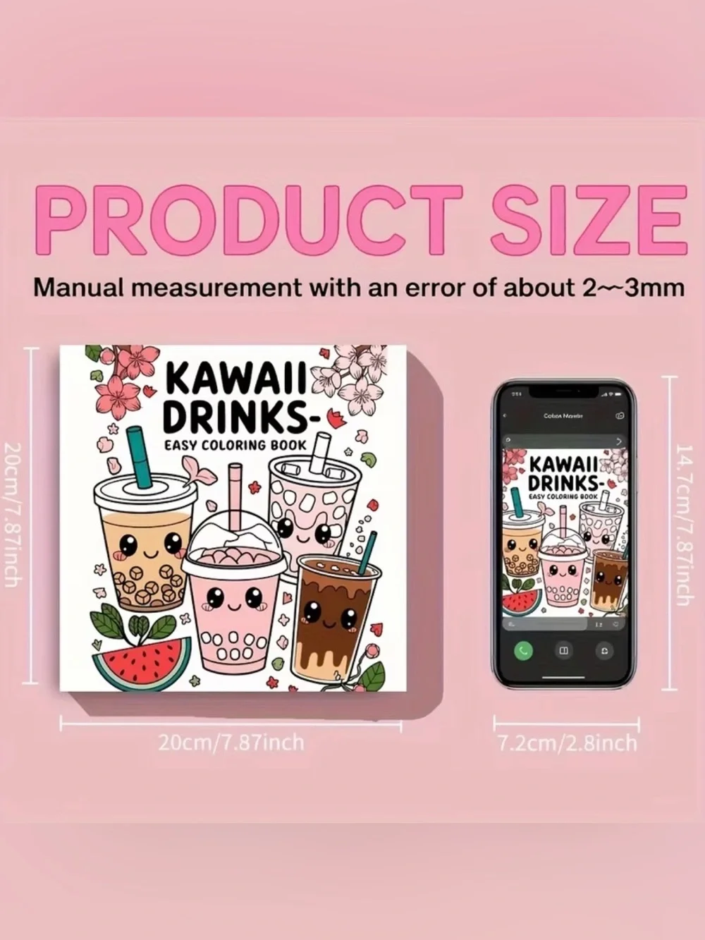 Kawaii Drinks Coloring Book - Cute Bubble Tea Cover NWT